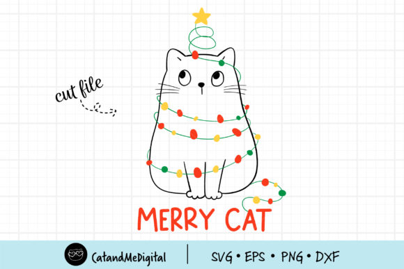 A Designer’s Review of Cat Christmas Light Graphics & Illustrations