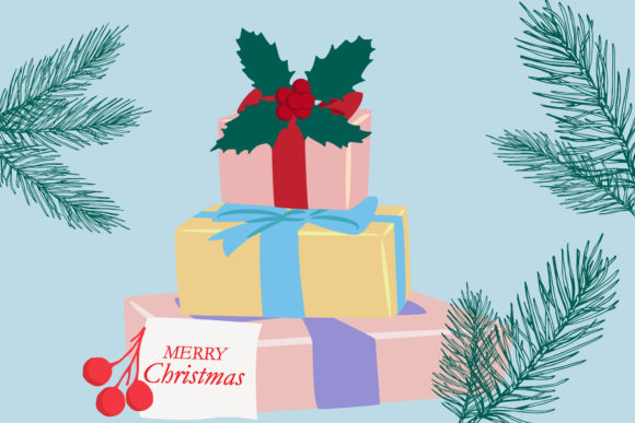 A Festive Gift Graphics Asset for Commercial Product Creation