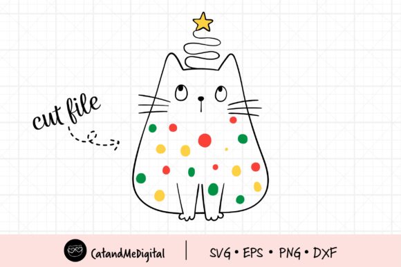 Christmas Cat with Light Graphics for Cozy Branding