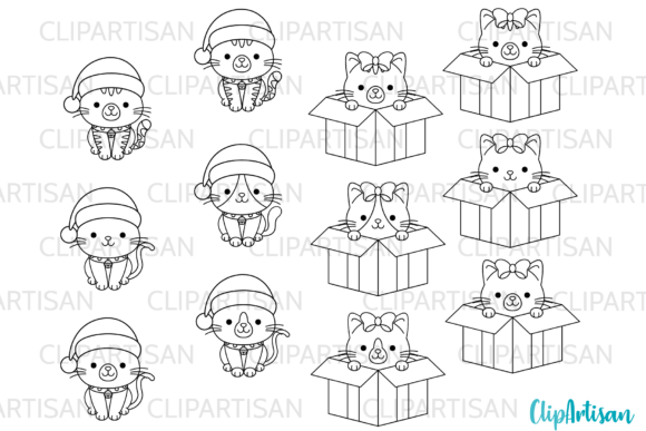 Christmas Cats Clipart for Festive Branding and Graphics