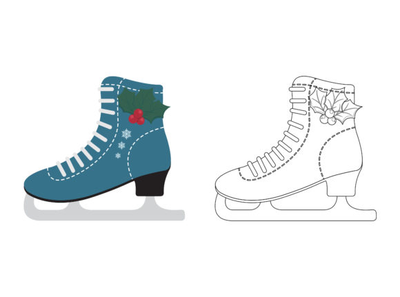 Christmas Ice Skates Fill Outline Icon for Graphics and Illustrations