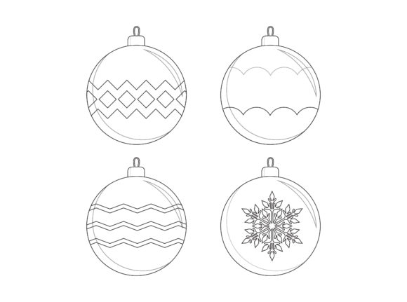 Christmas Tree Balls Outline Icon Vector for Graphics