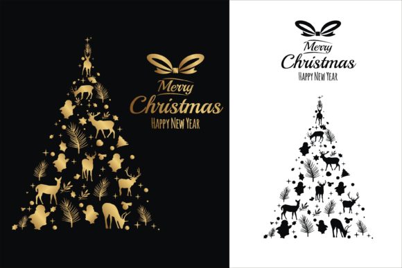 Christmas Tree in Gold Clipart: A Sparkling Addition to Your Graphics and Illustrations