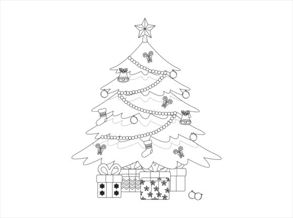 Christmas Tree Outline Icon for Embroidery